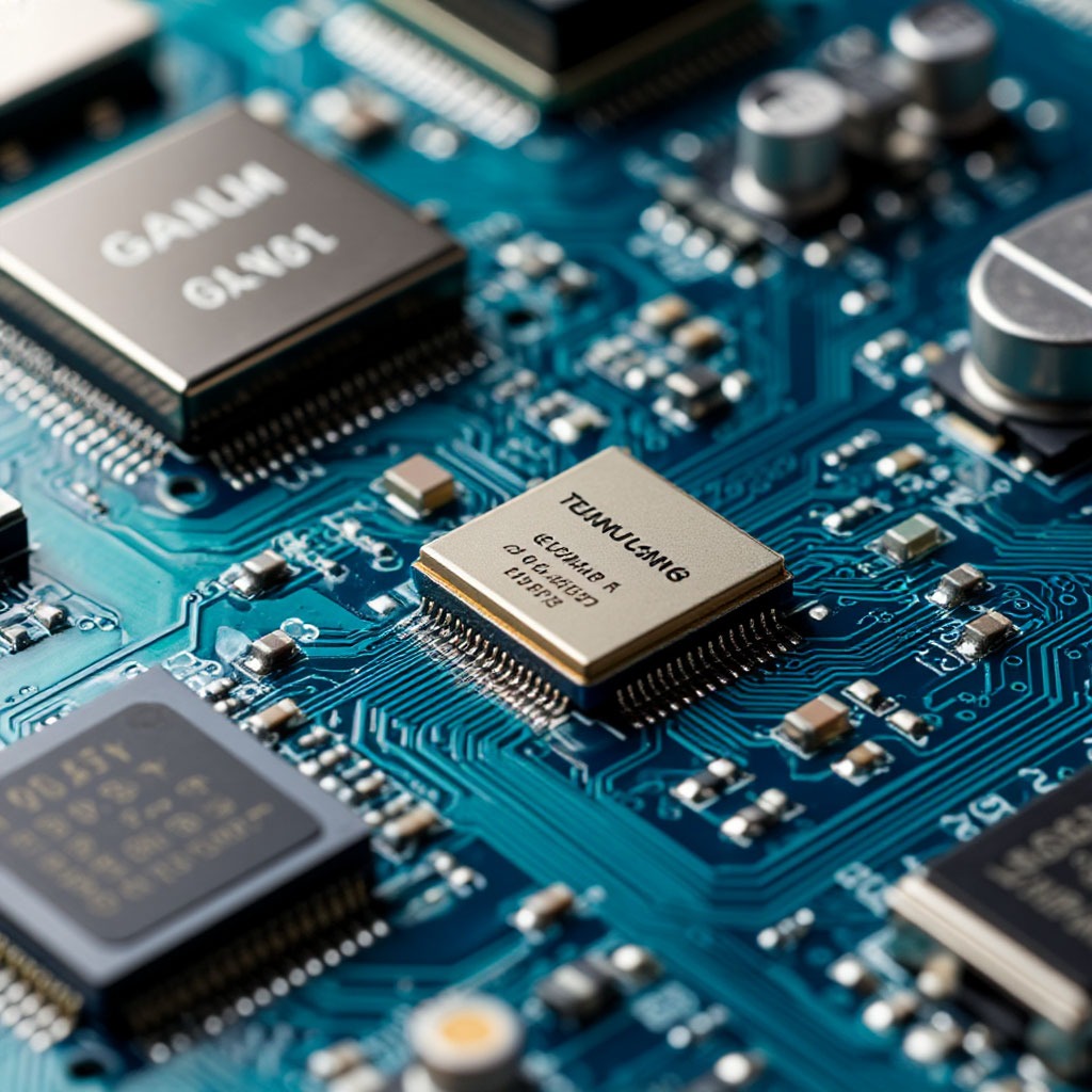 GaN charging technology circuit board close-up